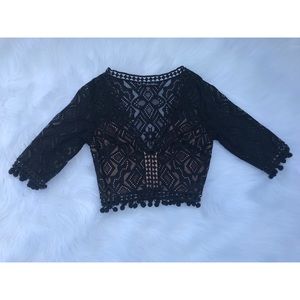 For Love & Lemons Black Crop Top